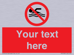 Custom No swimming prohibition Sign